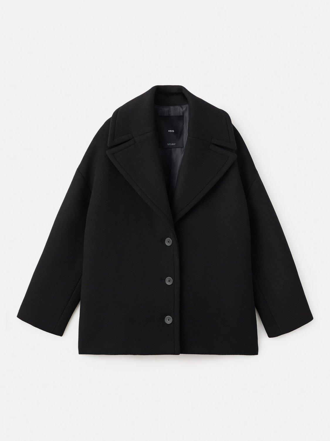 Product image 3 of 8, which shows Mango Love Oversized Wool Rich Coat, Black, L