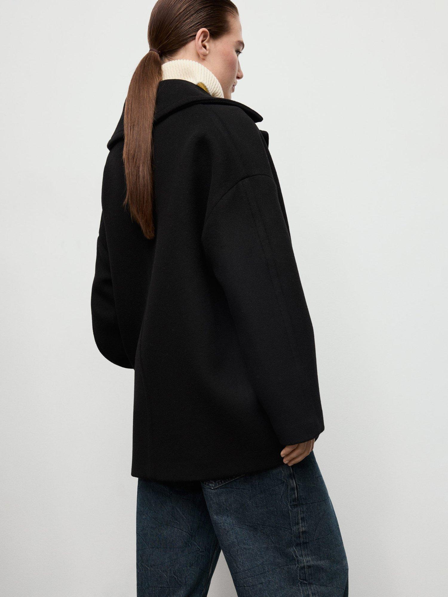 Product image 4 of 8, which shows Mango Love Oversized Wool Rich Coat, Black, L