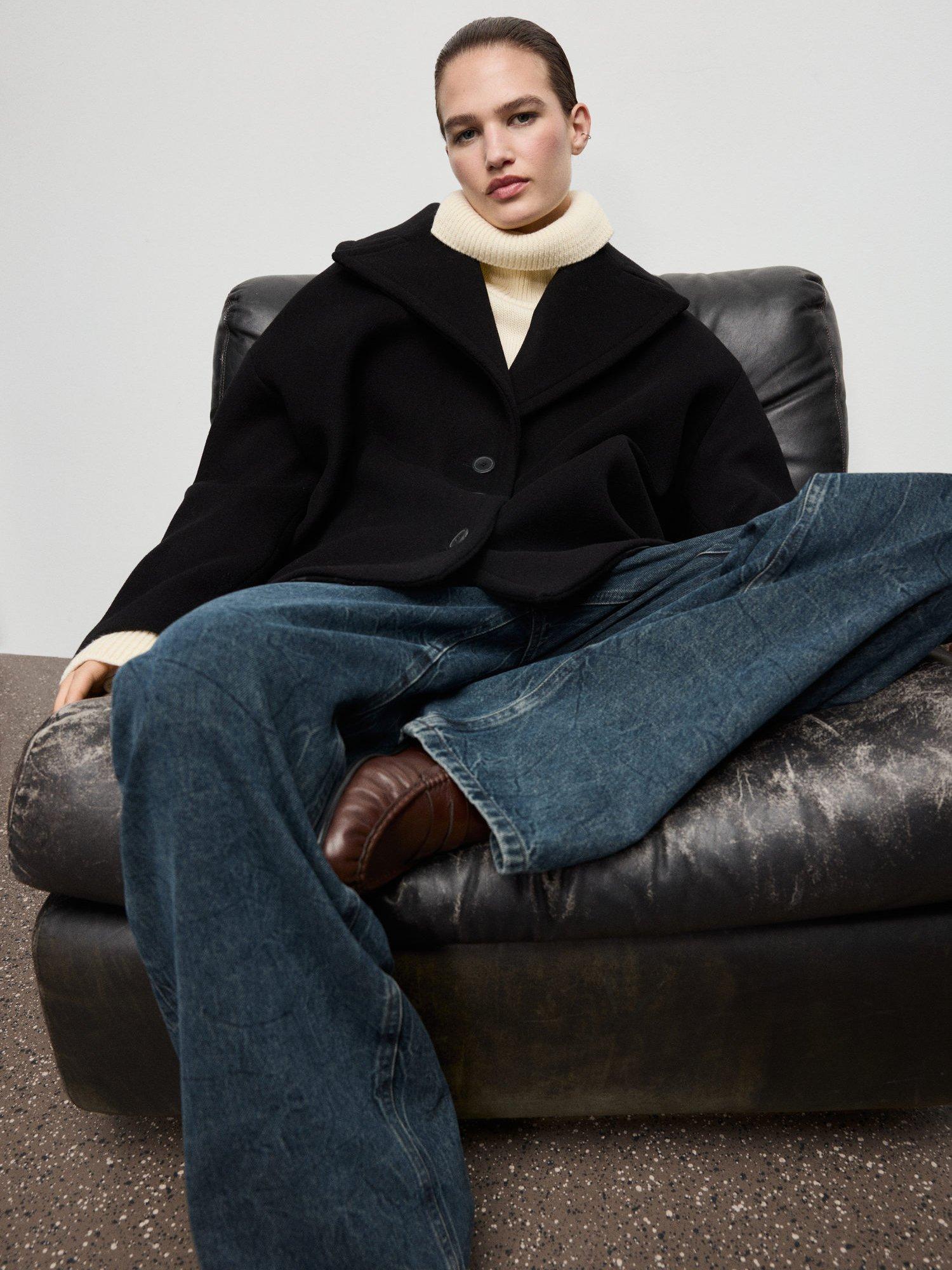 Product image 7 of 8, which shows Mango Love Oversized Wool Rich Coat, Black, L