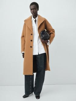 Mango Love Wool Rich Coat, Brown, Brown