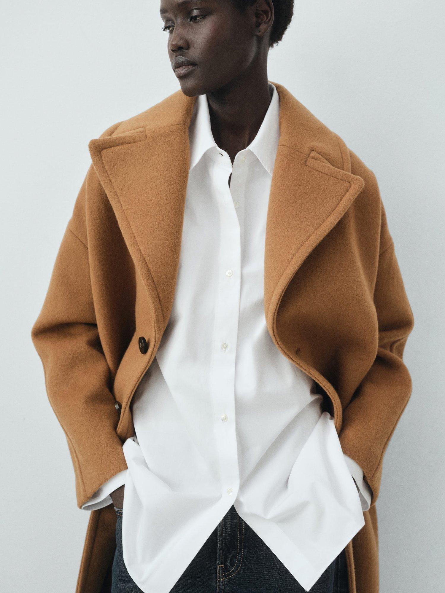 Product image 2 of 8, which shows Mango Love Wool Rich Coat, Brown, L