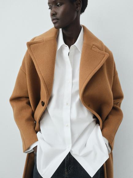 Mango Love Wool Rich Coat, Brown - view 2, Brown