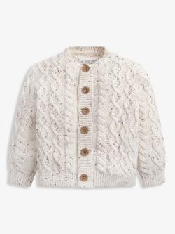 The Little Tailor Baby Cable Knit Cardigan, Oatmeal, Oatmeal