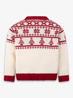 The Little Tailor Baby Cotton Fair Isle Jumper, Cream/Red - view 2, Cream/Red
