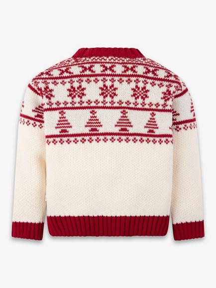 The Little Tailor Baby Cotton Fair Isle Jumper, Cream/Red - view 2, Cream/Red