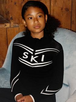 The Little Tailor Kids' Ski Quarter Zip Jumper, Black, Black