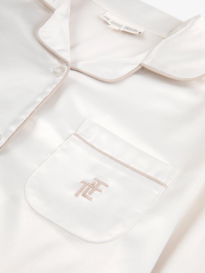 Product image 8 of 11, which shows The Little Tailor Kids' Satin Pyjama Set, Cream, 2-3 years
