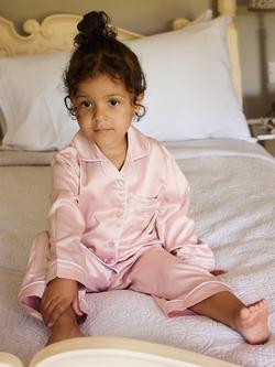 The Little Tailor Kids' Satin Pyjama Set, Pink - view 2, Pink