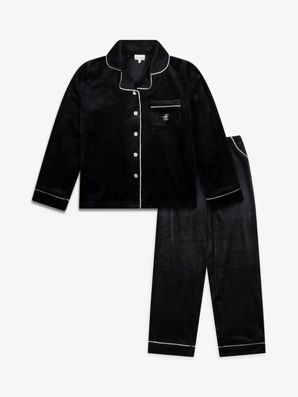The Little Tailor Kids' Velour Pyjama Set, Black, Black