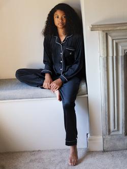 The Little Tailor Kids' Velour Pyjama Set, Black - view 2, Black