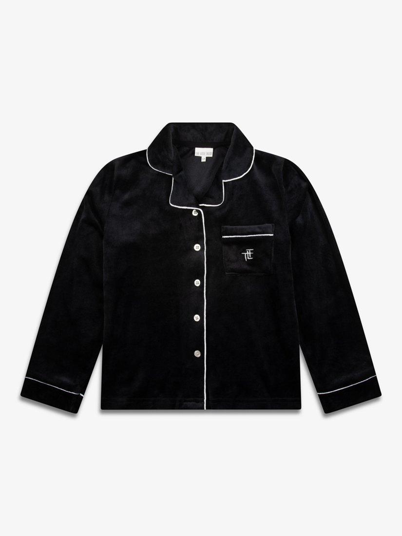 Product image 4 of 10, which shows The Little Tailor Kids' Velour Pyjama Set, Black, 2-3 years