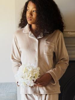 The Little Tailor Kids' Velour Pyjama Set, Natural, Natural