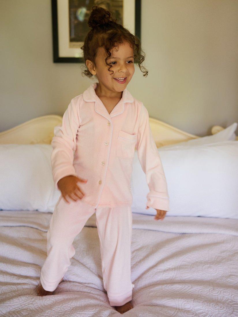 Product image 3 of 10, which shows The Little Tailor Kids' Velour Pyjama Set, Pink, 2-3 years