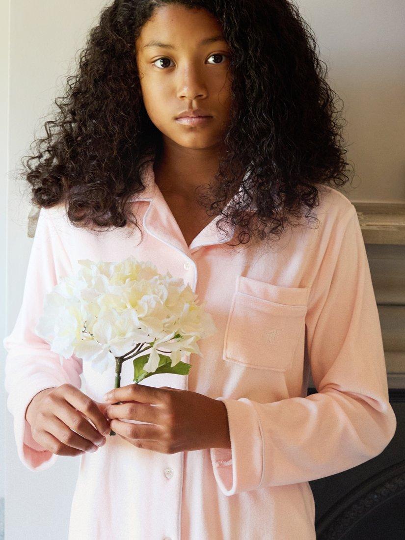 Product image 4 of 10, which shows The Little Tailor Kids' Velour Pyjama Set, Pink, 2-3 years