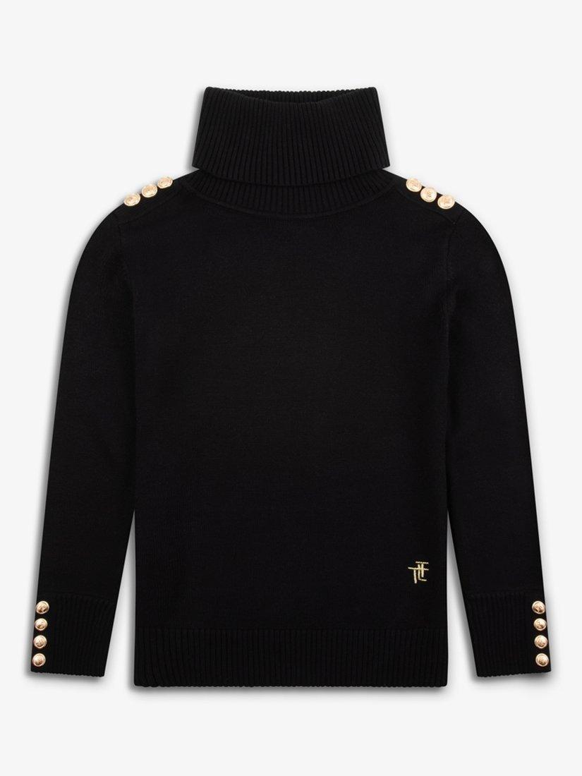 Product image 4 of 7, which shows The Little Tailor Kids' Button Trim Jumper, Black, 8-9 years