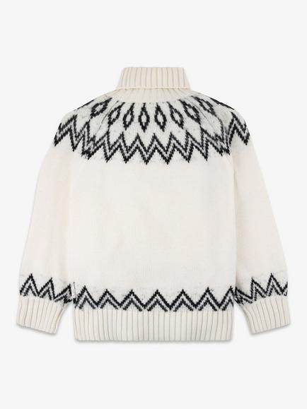 The Little Tailor Kids' Diamond Knit Jumper, Cream - view 2, Cream