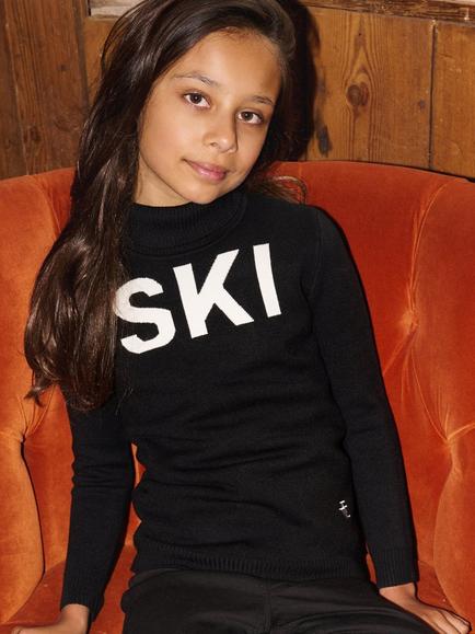 The Little Tailor Kids' Ski Text Jumper, Black, Black