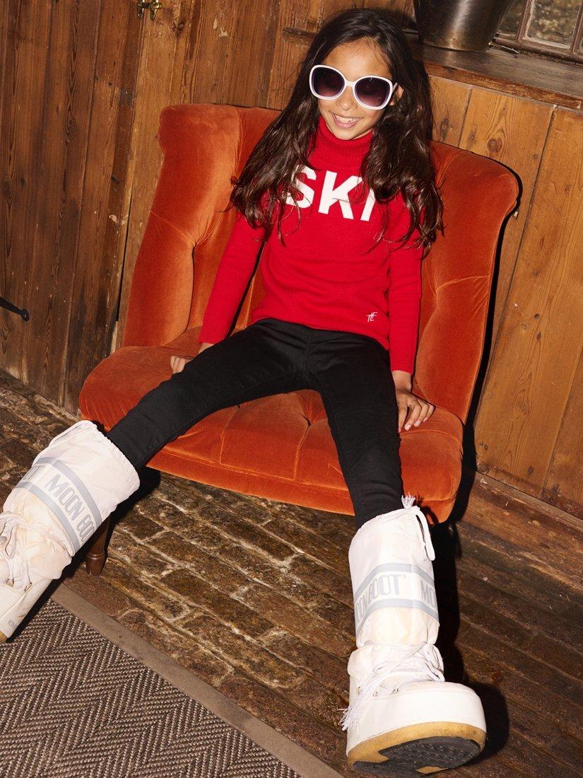 Product image 2 of 9, which shows The Little Tailor Kids' Ski Text Jumper, Red, 4-5 years