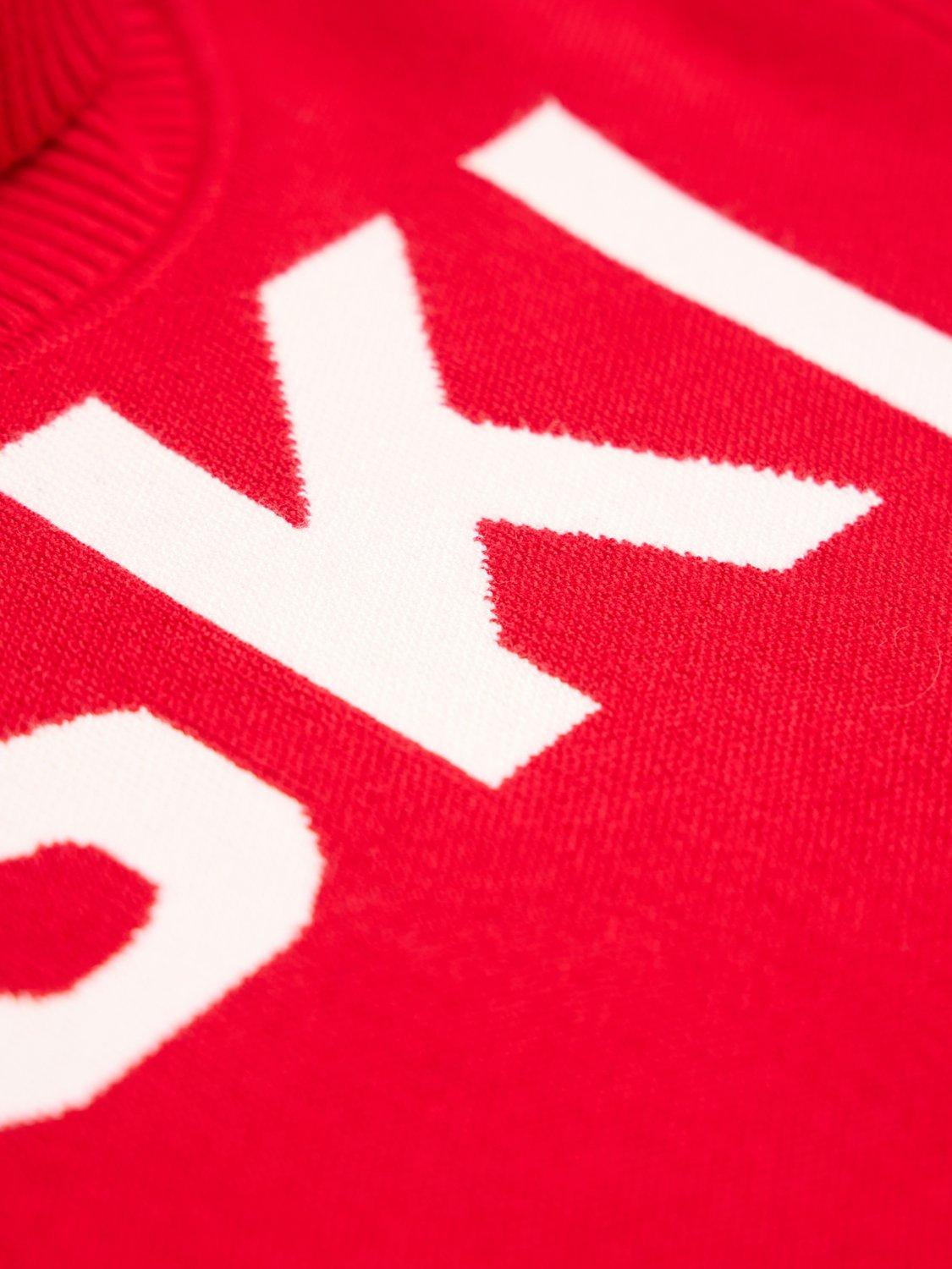 Product image 8 of 9, which shows The Little Tailor Kids' Ski Text Jumper, Red, 4-5 years