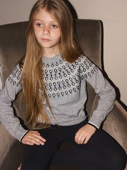 The Little Tailor Kids' Wool Blend Smart Fair Isle Jumper, Grey, Grey