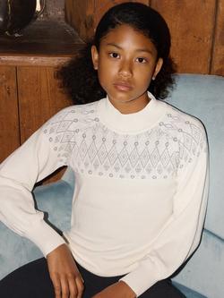 The Little Tailor Kids' Smart Fair Isle Jumper, Cream, Cream