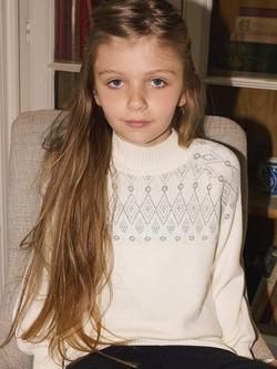 The Little Tailor Kids' Smart Fair Isle Jumper, Cream - view 2, Cream