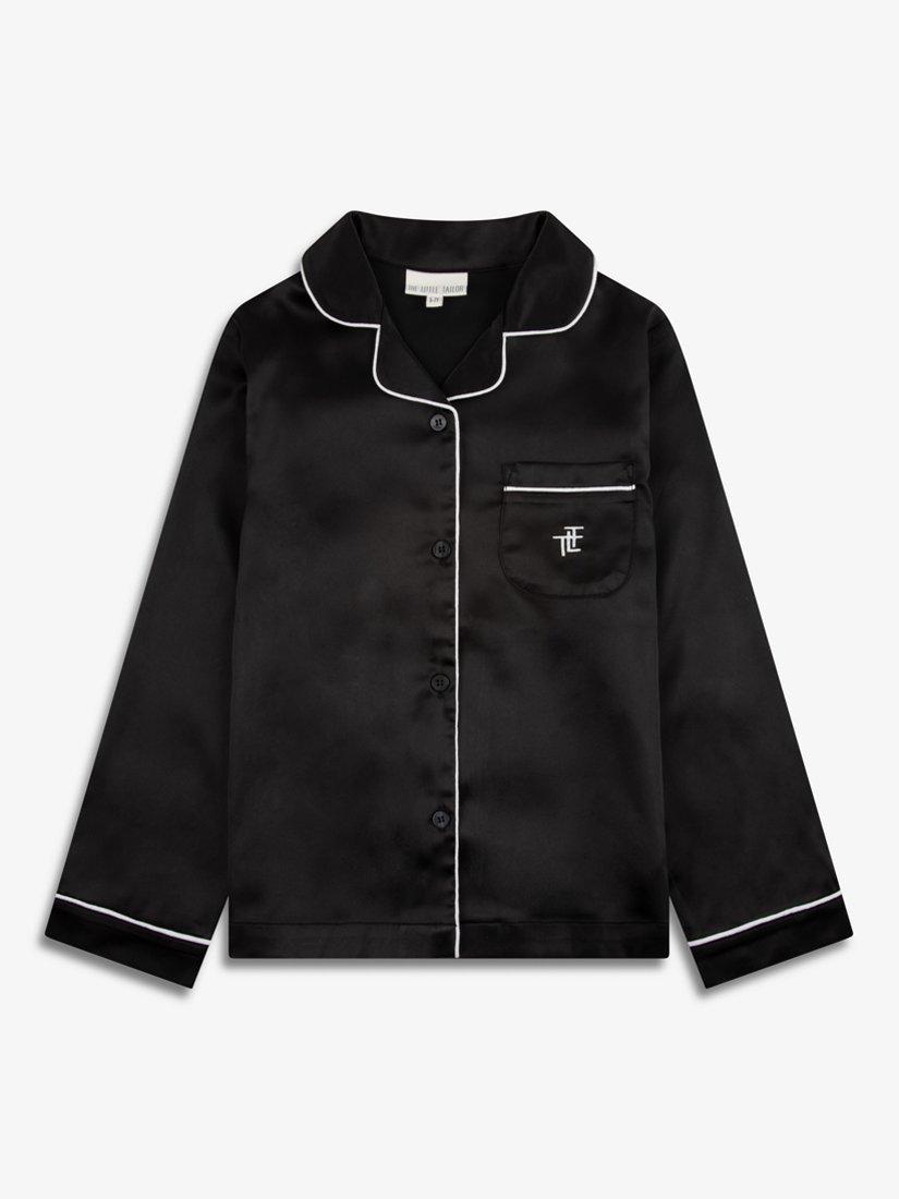Product image 5 of 10, which shows The Little Tailor Kids' Satin Pyjama Set, Black, 6-7 years