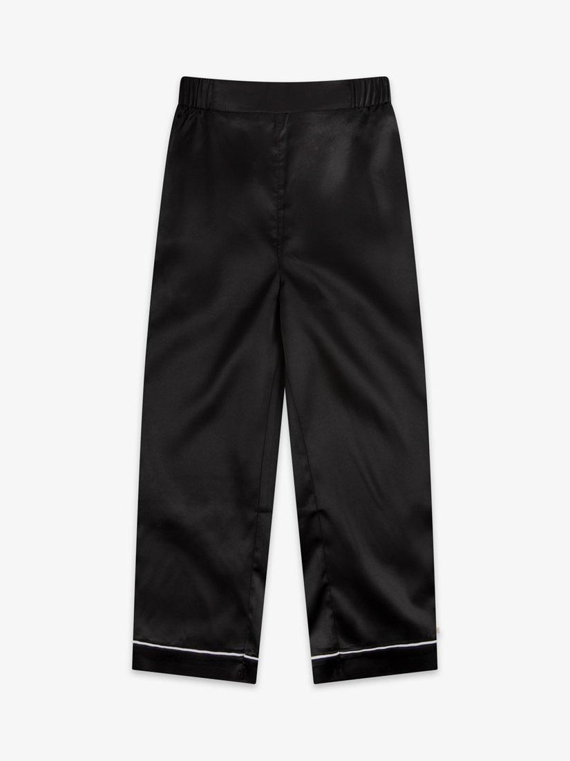 Product image 6 of 10, which shows The Little Tailor Kids' Satin Pyjama Set, Black, 6-7 years