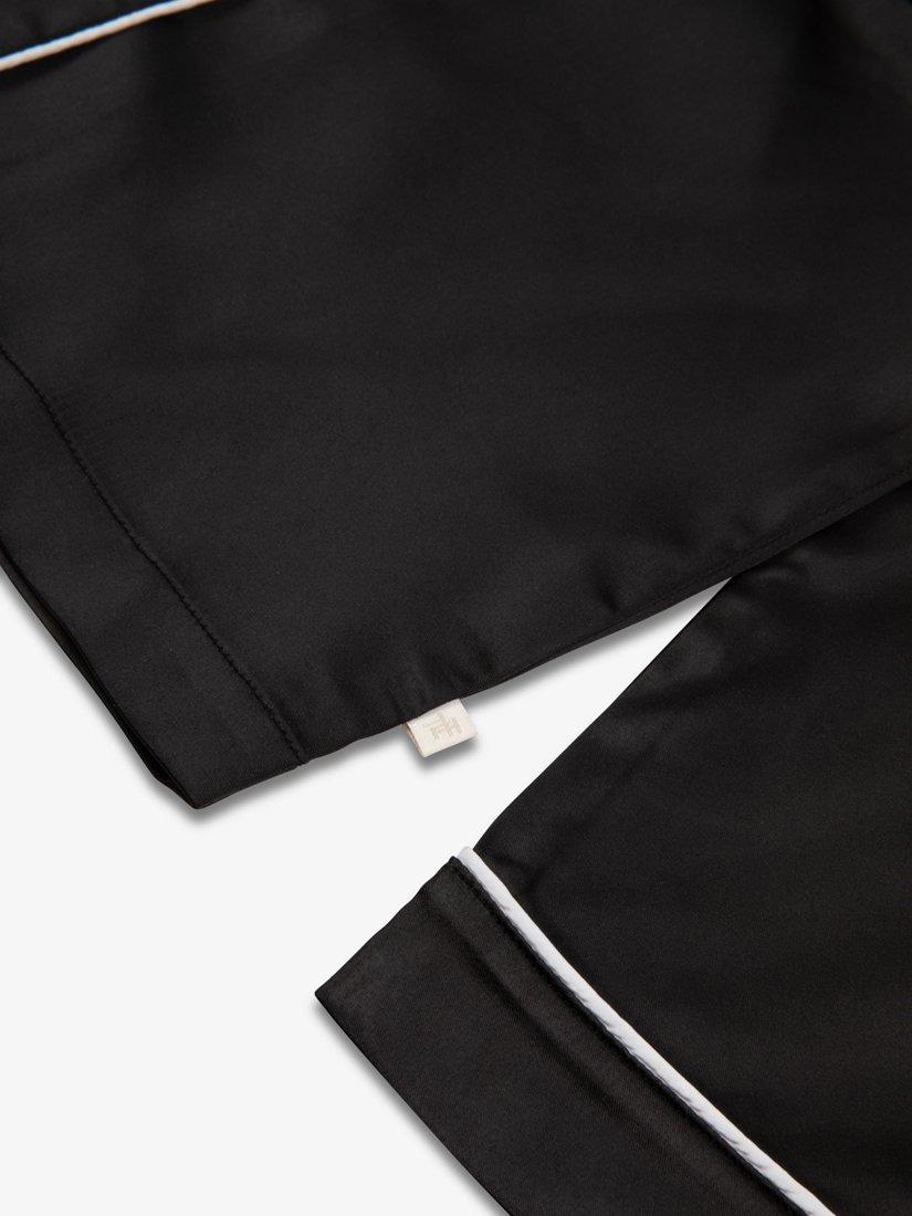 Product image 9 of 10, which shows The Little Tailor Kids' Satin Pyjama Set, Black, 6-7 years