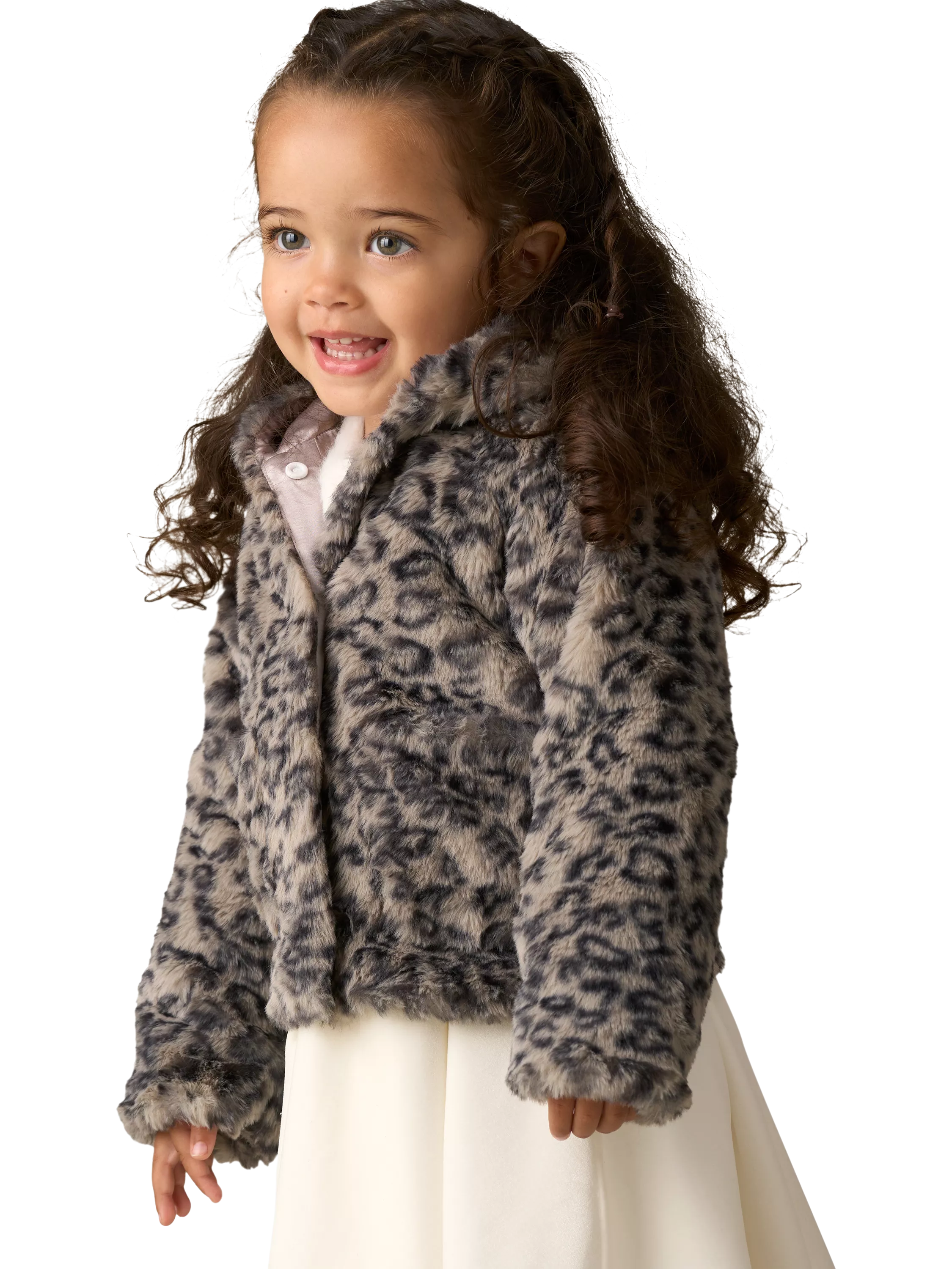 Angel & Rocket Baby Lyla Leopard Hooded Fur Jacket, Natural
