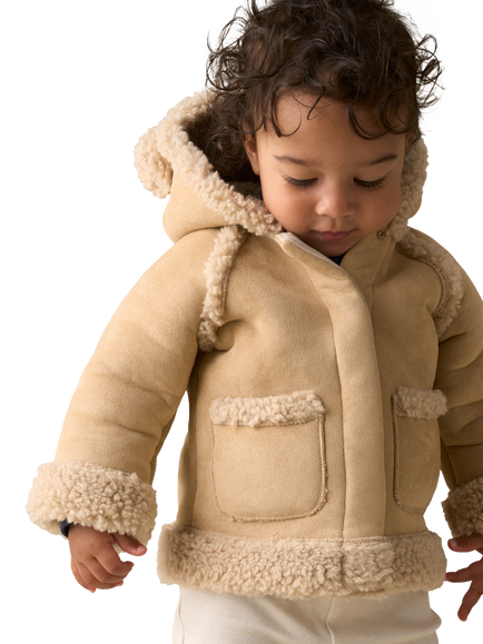 Angel & Rocket Baby Shearling Jacket, Cream, Cream