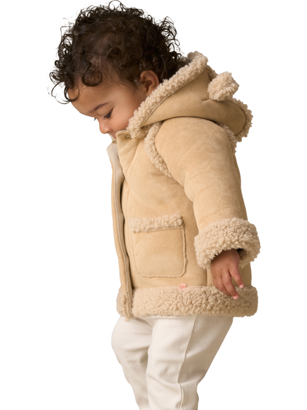 Angel & Rocket Baby Shearling Jacket, Cream - view 2, Cream
