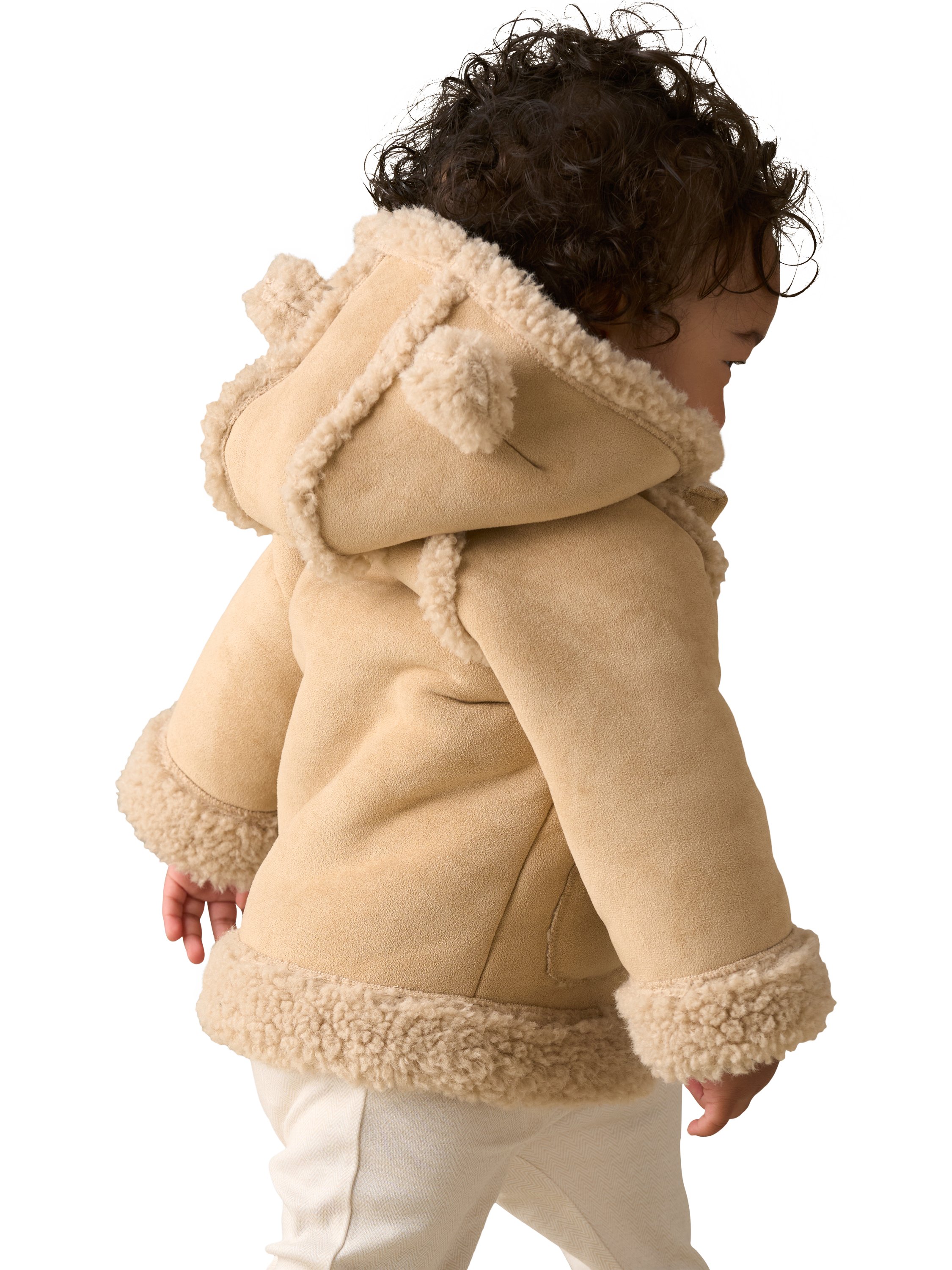 Product image 3 of 7, which shows Angel & Rocket Baby Shearling Jacket, Cream, 0-3 months