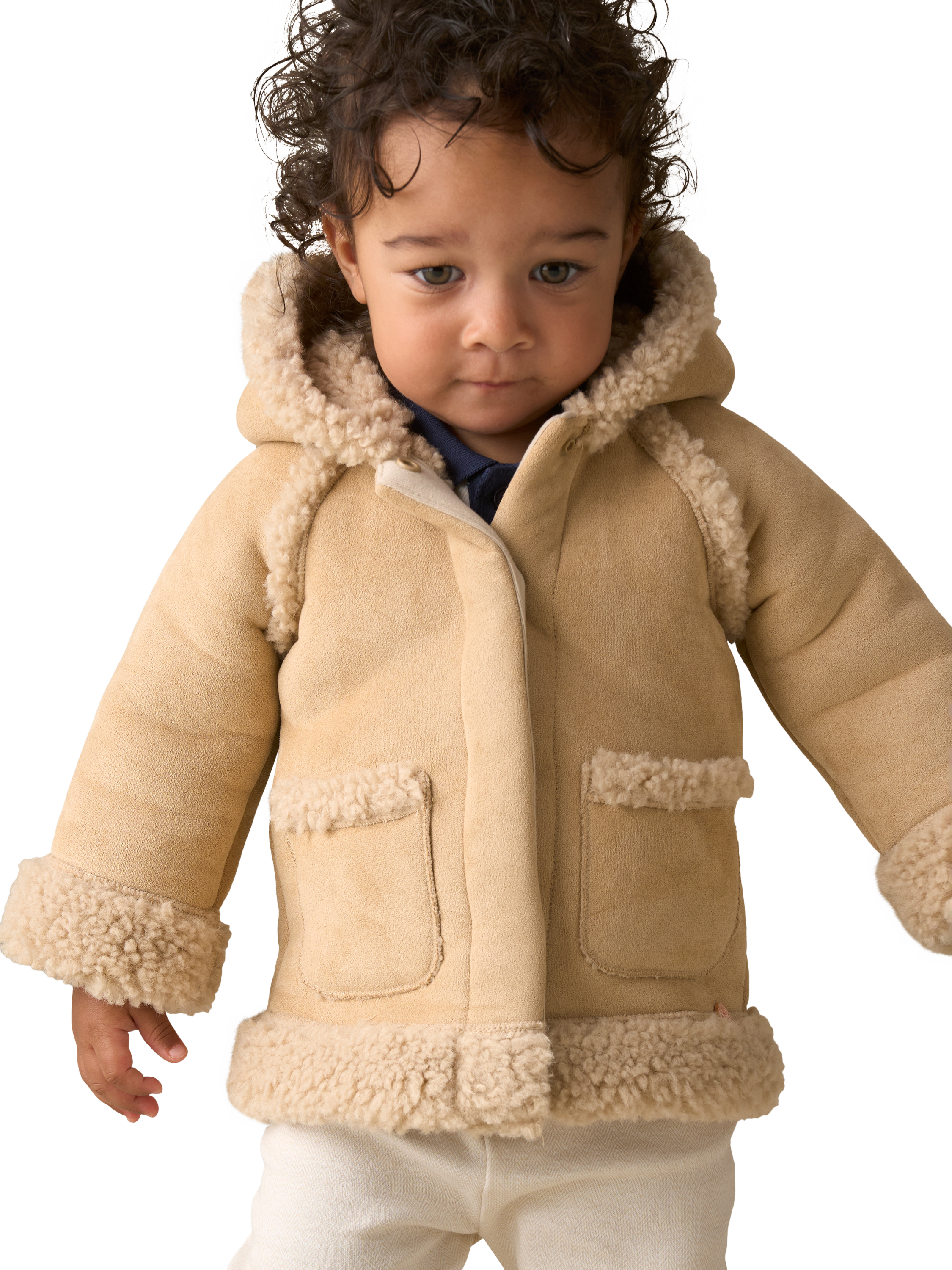 Product image 4 of 7, which shows Angel & Rocket Baby Shearling Jacket, Cream, 0-3 months