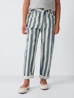 John Lewis Girls' Striped Jeans, Blue/White, Blue, White