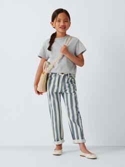 John Lewis Girls' Striped Jeans, Blue/White - view 2, Blue, White