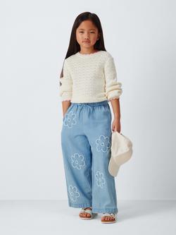 John Lewis Kids' Textured Scallop Trim Jumper, White - view 2, White