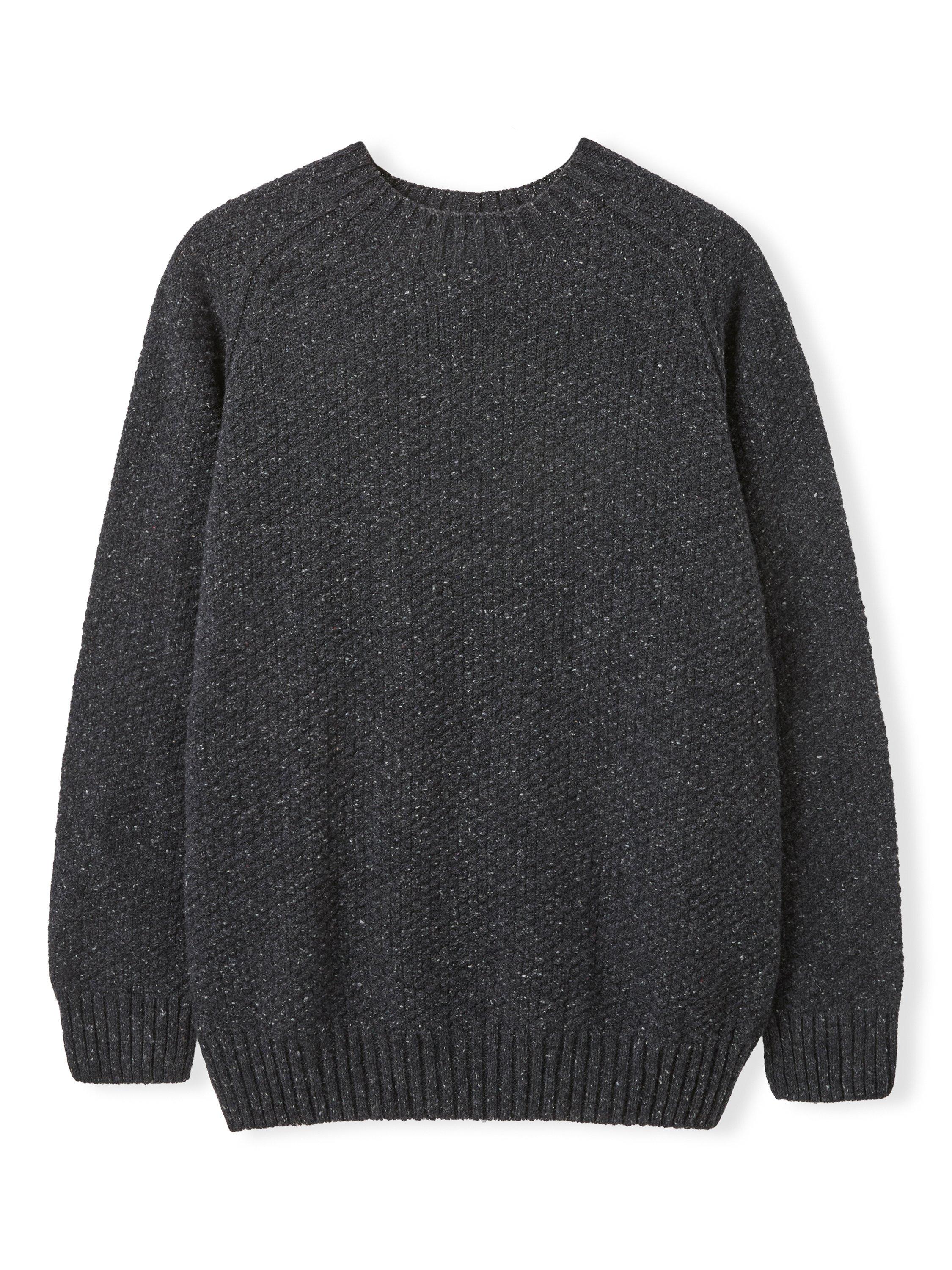 Product image 2 of 5, which shows Celtic & Co. Moss Stitch Cashmere Blend Jumper, Charcoal, S