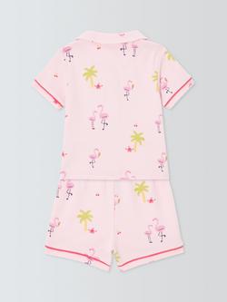 John Lewis Baby Flamingo Print Shortie Pyjamas, Pink - view 2, Pink
