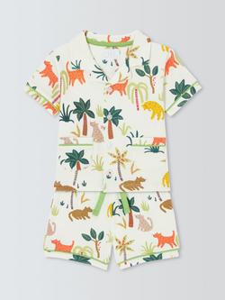 John Lewis Baby Jungle Jersey Short Pyjamas, Multi, Multi
