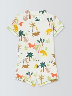 John Lewis Baby Jungle Jersey Short Pyjamas, Multi - view 2, Multi