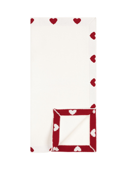 Petit Bateau Baby Pure Cotton Heart Blanket, Marshmallow/Terkuit - view 2, Marshmallow/Terkuit