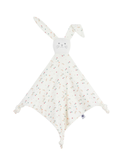 Petit Bateau Baby Pure Cotton Floral Bunny Comforter, Marshmallow/Multi