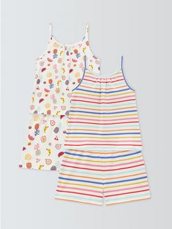 John Lewis Kids' Fruity Cami Short Pyjamas, Pack of 2, White Multi