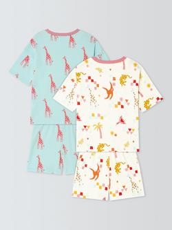 John Lewis Kids' Giraffe Short Pyjamas, Pack of 2, Multi - view 2, Multi