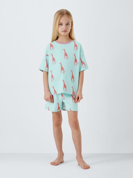 John Lewis Kids' Giraffe Short Pyjamas, Pack of 2, Multi - view 2, Multi