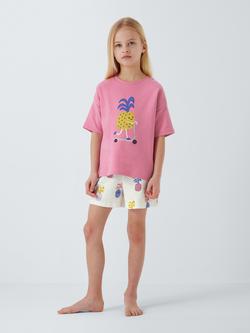 John Lewis Kids' Pineapple Short Pyjamas, Pink Multi - view 2, Pink Multi