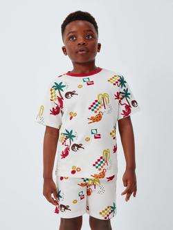 John Lewis Kids' Jungle Short Pyjamas, White Multi, White Multi