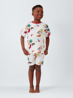 John Lewis Kids' Jungle Short Pyjamas, White Multi - view 2, White Multi