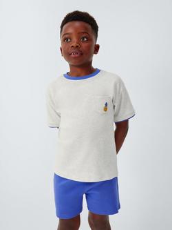 John Lewis Kids' Pineapple Jersey Short Pyjamas, Grey Blue, Grey Blue